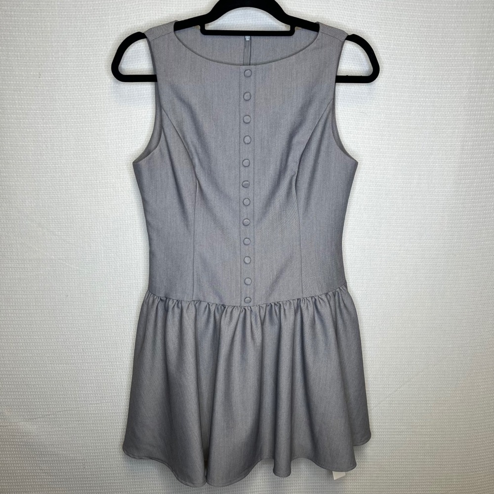 Commense Grey Sleeveless Peplum Mini Dress OA241205019 Medium Business Casual